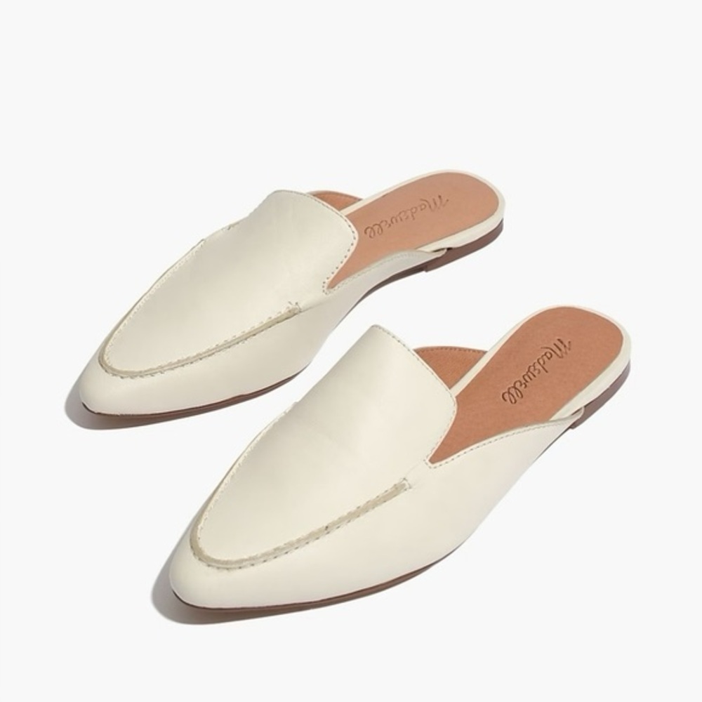 Madewell The Frances Skimmer Mule in Leather Vintage Canvas Cream